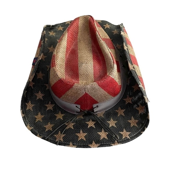 PETER GRIMM Ltd. Men's Justice American Flag Star Studded Straw Cowboy Hat - Picture 9 of 14